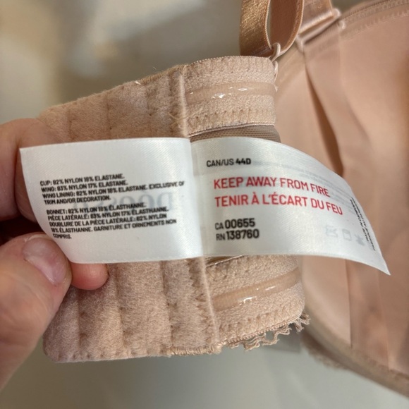 DEESSE Sz 44D Padded Underwire Baconette Style Lace Trimmed Bra in Beige NEW - Picture 6 of 9